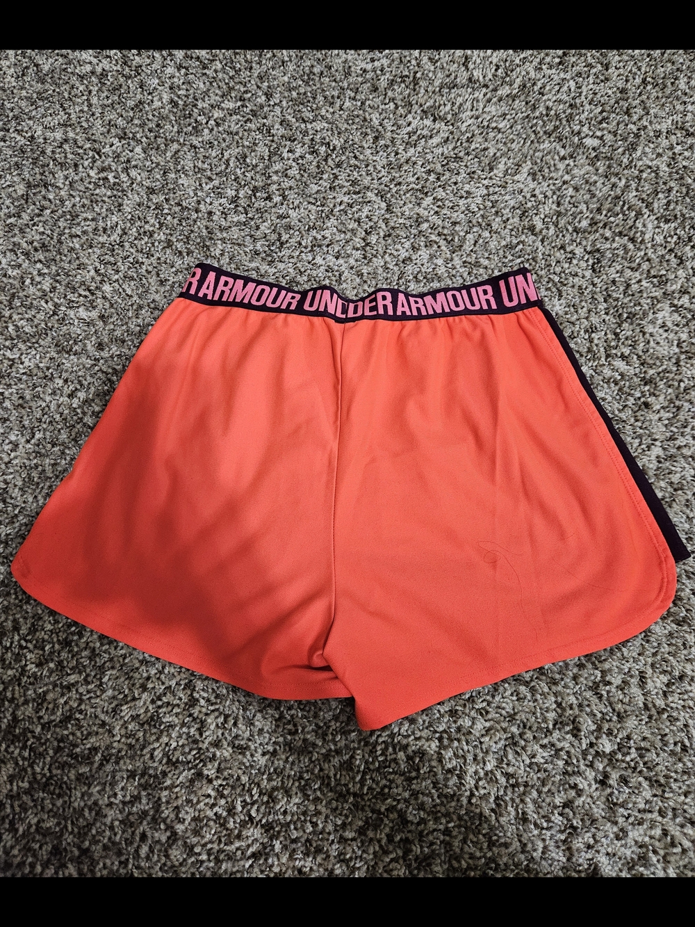 Under Armour Women's Coral and Dark Purple Athletic Shorts - Picture 3 of 3